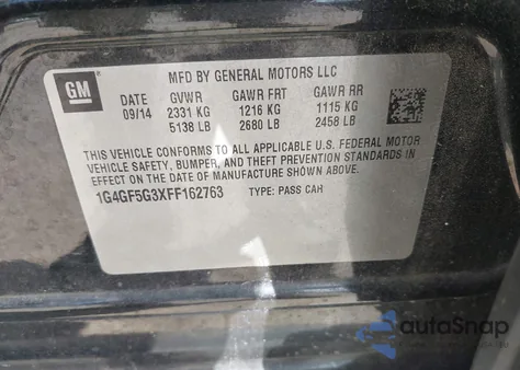 2015 Buick Lacrosse Premium Ii из США, поврежденный, VIN 1G4GF5G3XFF162763